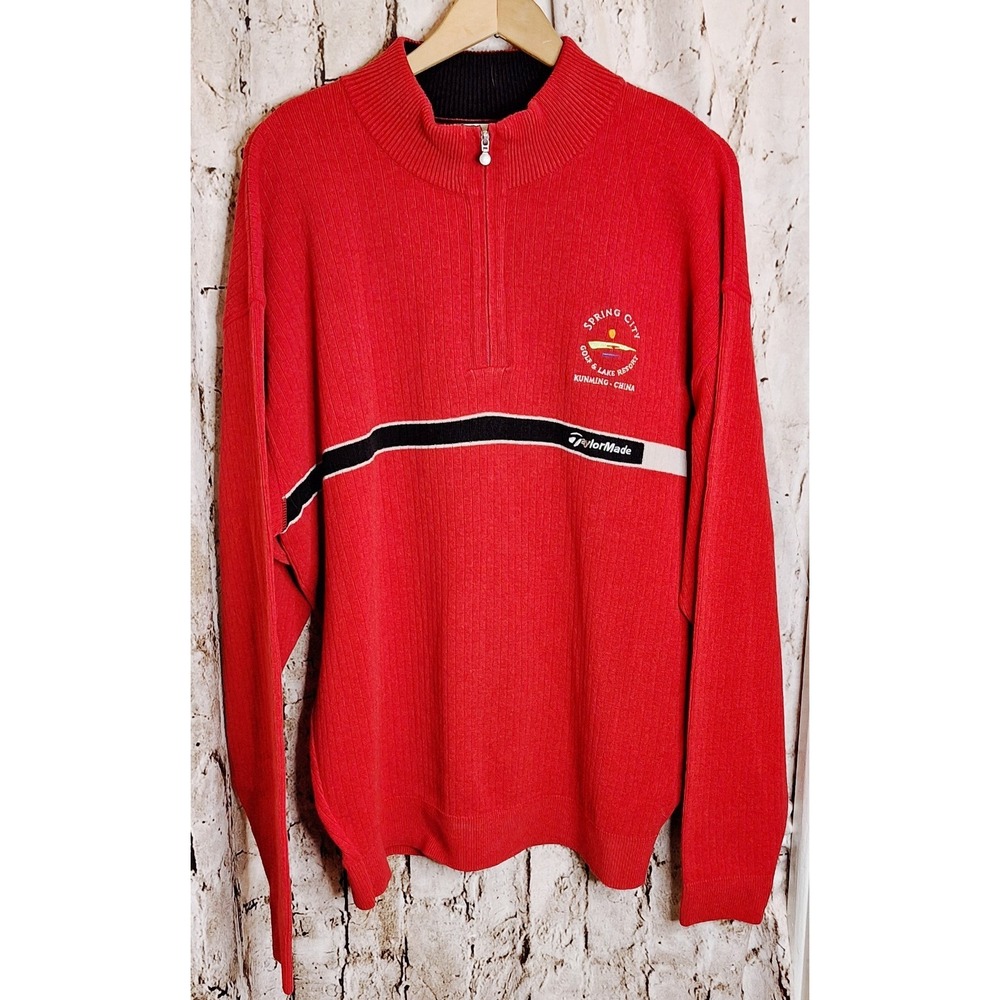 Men's XL Taylor Made Red Pullover zip Neck sweater Spring City Kunming China